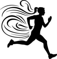 A silhouette of a woman running with a windmill vector