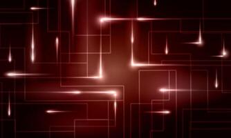 Abstract network connection technology with connected dots and lines. Big data visualization. dark red background. vector