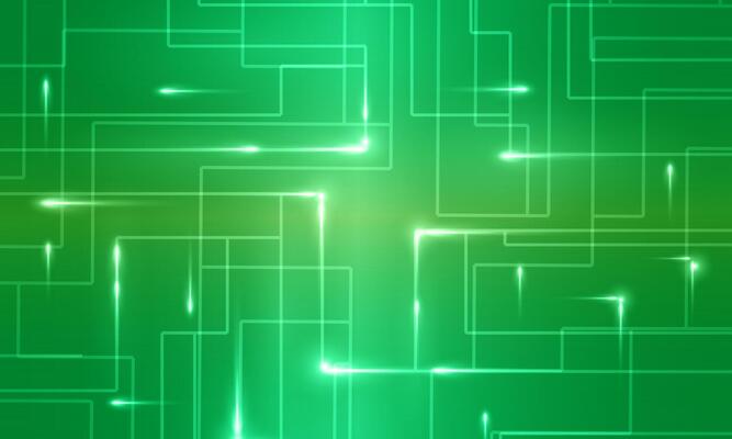 Abstract network connection technology with connected dots and lines light green background.