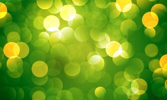 Abstract green gold light background with bokeh effect. circle blur. vector