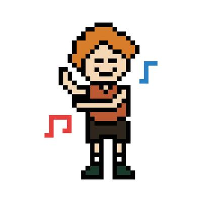 Man cartoon pixel dance or boy excerise decor.