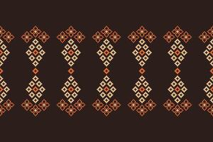 Motif cross stitch pixel brown color background ethnic 8 bit dot fabric. vector