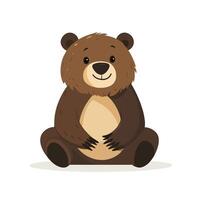 Smiling bear with hands on his tummy vector