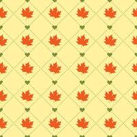 Cozy autumn. seamless pattern. Thanksgiving and Harvest Day. Chess pattern with leaves. Oak and maple leaves. Forest print for textiles or wrapping paper. vector