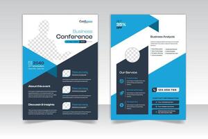 Corporate business conference a4 2 side flyer design. invitation business workshop with a4 layout vector
