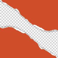 orange sheet ripped torn paper effect on transparent background vector