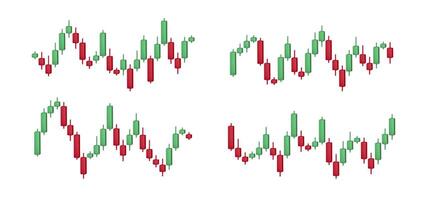 3d stock candles. Green and red candlestick, growth stock diagram, Bullish financial graph. Trading stock charts set for investment concept vector