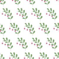 Seamless pattern of simple flowers and plant elements. illustration in cartoon style. vector