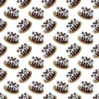 Chocolate cake with sugar icing. illustration on a white background. Simple seamless pattern. vector