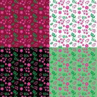 four different floral patterns in different colors vector