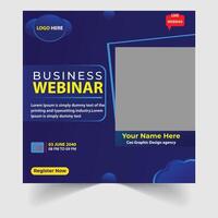 Set of social media post template for Business Webinar ,and social media Marketing Webinar, and seminars with minimalist background. vector