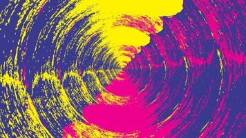 dynamic spiral pattern with grunge texture in vibrant neon yellow, pink, and blue hues. The energetic blend of colors and textures creates a bold and edgy visual vector
