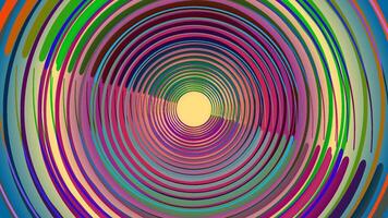 vibrant abstract artwork features colorful concentric circles that converge toward a bright central point, creating a hypnotic, psychedelic effect vector