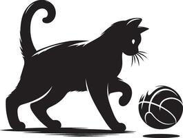 Cool cat Silhouette isolated on a white background Minimalist cat shape vector