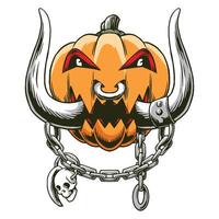 A pumpkin with horns and chains on it vector