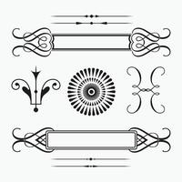 Ornate scroll, flower, and other decorative elements on a white surface vector