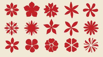a set of red flower silhouettes vector