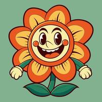 A cartoon flower with a smile and arms vector