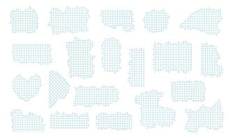 Set of torn paper sheets with uneven edges. Torn squared paper. illustrations. vector