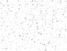 Magic silver Rectangular glitter confetti background. White festive texture. vector