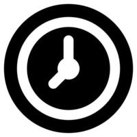 A black and white clock icon on a white background vector