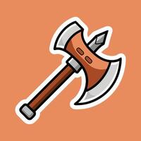 An axe icon on an orange background vector