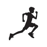 Silhouette of a boy running in the distance vector