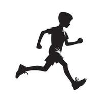 A silhouette of a boy running vector
