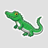 A green alligator sticker on a white background vector