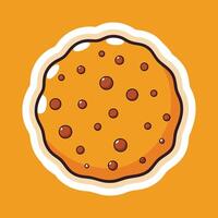 A cookie with chocolate chips on an orange background vector