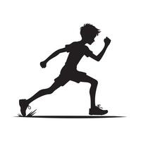 Silhouette of a boy running vector