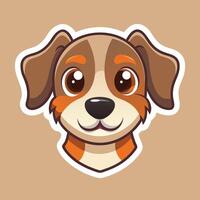 A cartoon dog head on a brown background vector