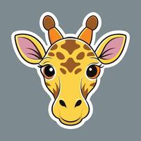 A giraffe head sticker on a gray background vector