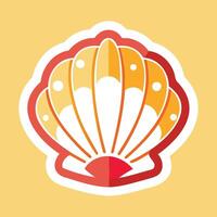 A sticker with a shell on a yellow background vector