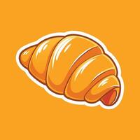 A croissant is shown on a yellow background vector