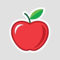 An apple sticker with a green leaf on it vector