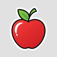 An apple sticker with a red apple on a white background vector