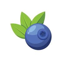 Blueberry fruit with green leaves icon illustration vector