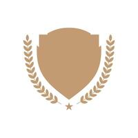 A golden shield with laurel wreath on it vector