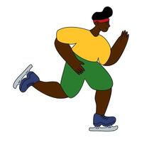 Athlete is running on skates In flat technique vector
