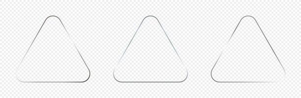 Silver glowing rounded triangle frame vector