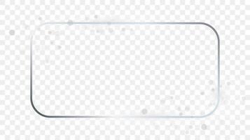 Silver glowing rounded rectangular frame with sparkles vector