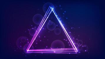 Neon triangular frame with shining effects and sparkles vector