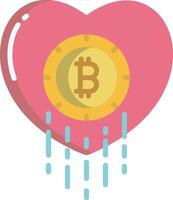 Bitcoin heart icon with tears and rain vector