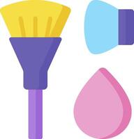 A brush, sponge and a pink drop are shown vector