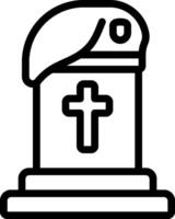 A black and white image of a tombstone with a cross on it vector