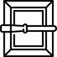 A black and white drawing of a door with a key vector