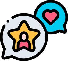 A star and a heart icon with a speech bubble vector