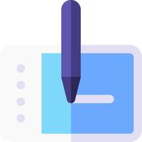 A pen is writing on a tablet with a white background vector