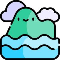 A cartoon green monster floating in the ocean vector